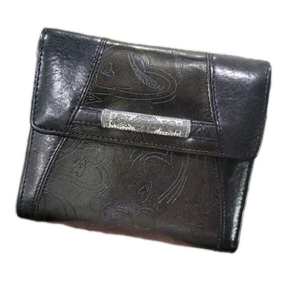 Brighton Black Embossed Leather Wallet - Hearts & Paisley Design - Elegant Style - Picture 1 of 12